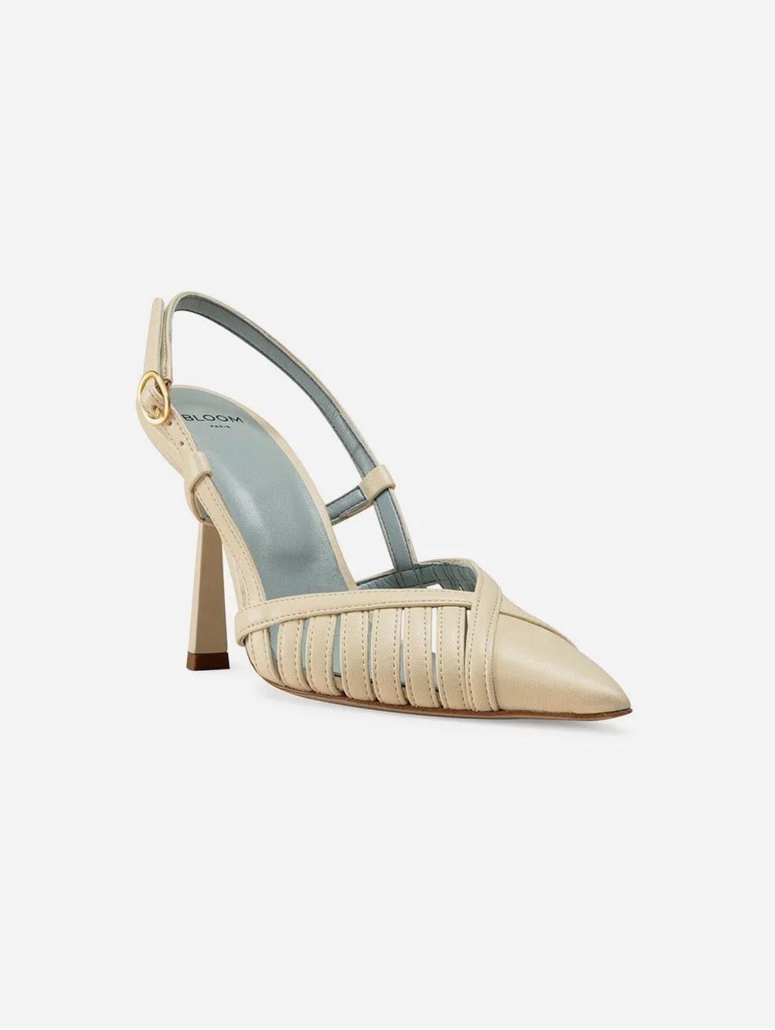 Lila Vegan Apple Leather Slingback Heels | Ecru