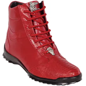Los Altos Red Ostrich Leg High-Top Sneakers