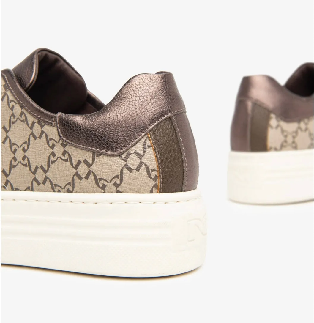 NeroGiardini bronze platform monogram sneaker