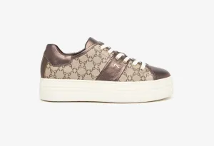 NeroGiardini bronze platform monogram sneaker