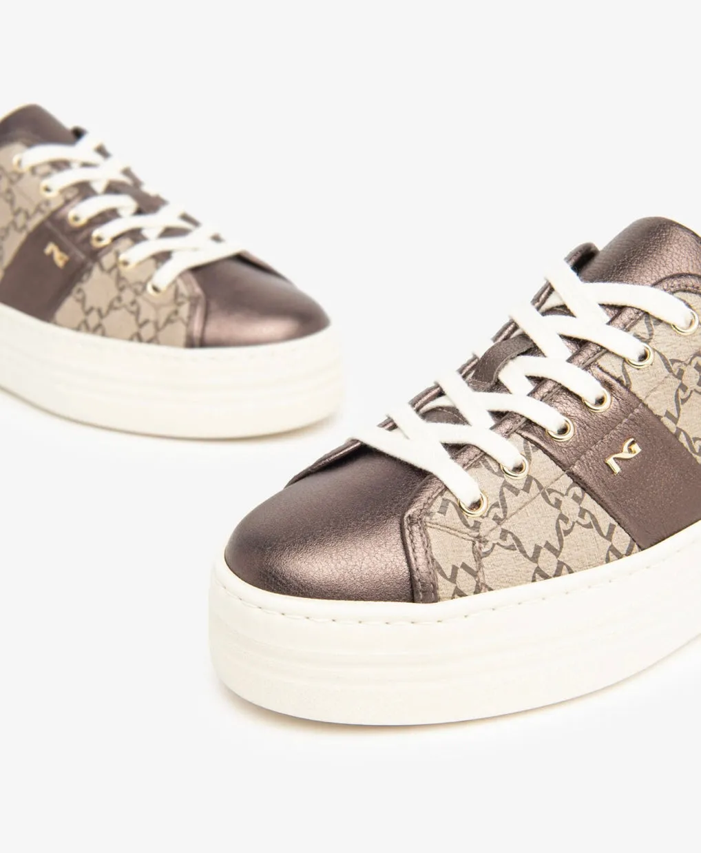 NeroGiardini bronze platform monogram sneaker