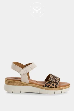 TAMARIS 1-28220-44 LEATHER LEOPARD/IVORY WEDGE SANDALS