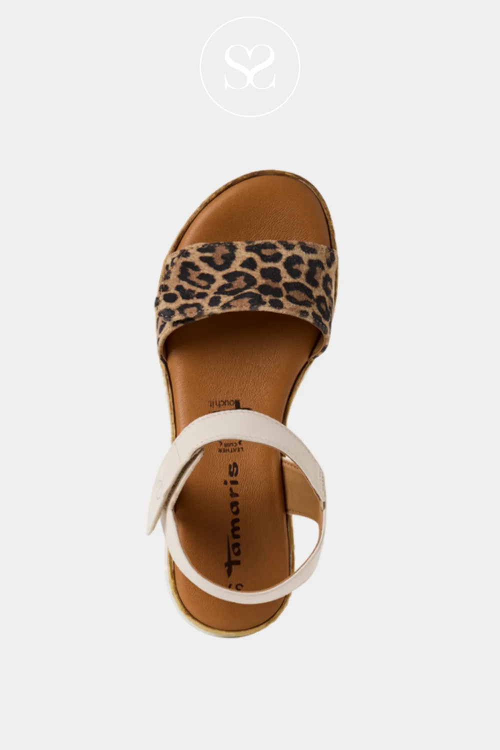 TAMARIS 1-28220-44 LEATHER LEOPARD/IVORY WEDGE SANDALS