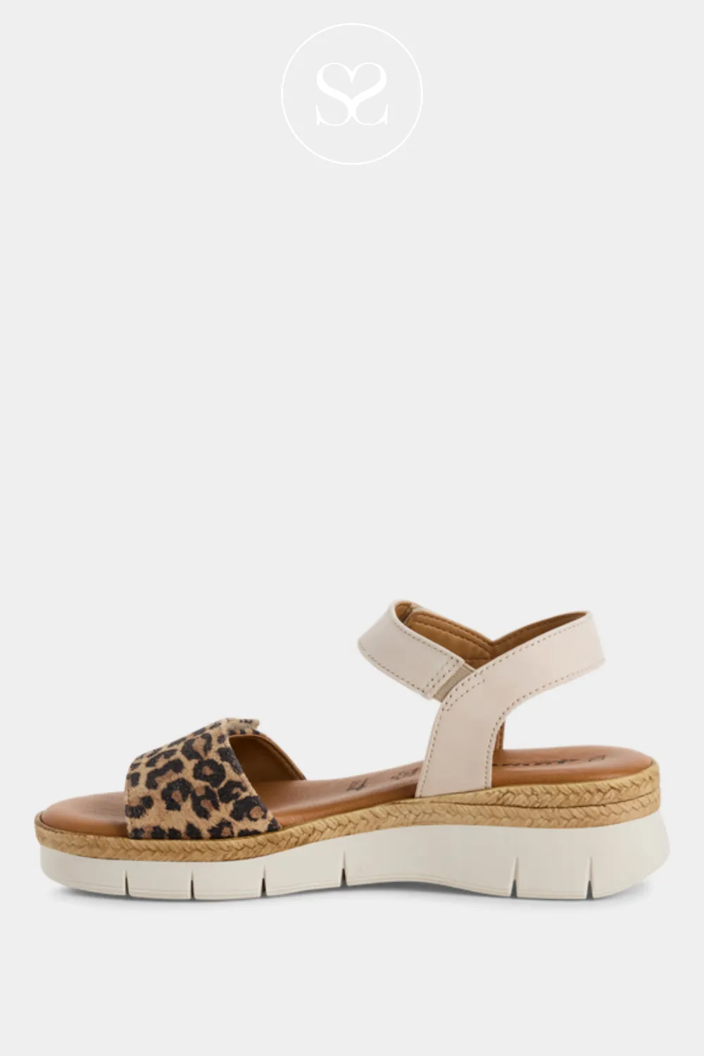 TAMARIS 1-28220-44 LEATHER LEOPARD/IVORY WEDGE SANDALS