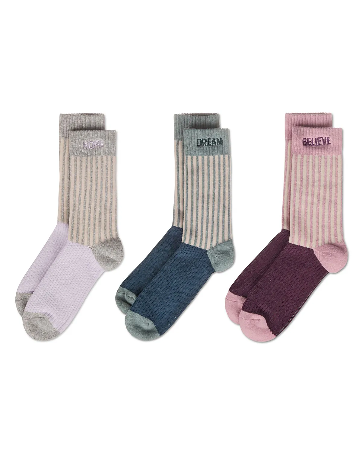 Women's 3 Pair Pack Inspirations Embroidered Cuff Crew Socks