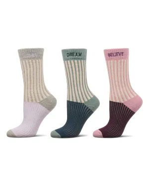 Women's 3 Pair Pack Inspirations Embroidered Cuff Crew Socks